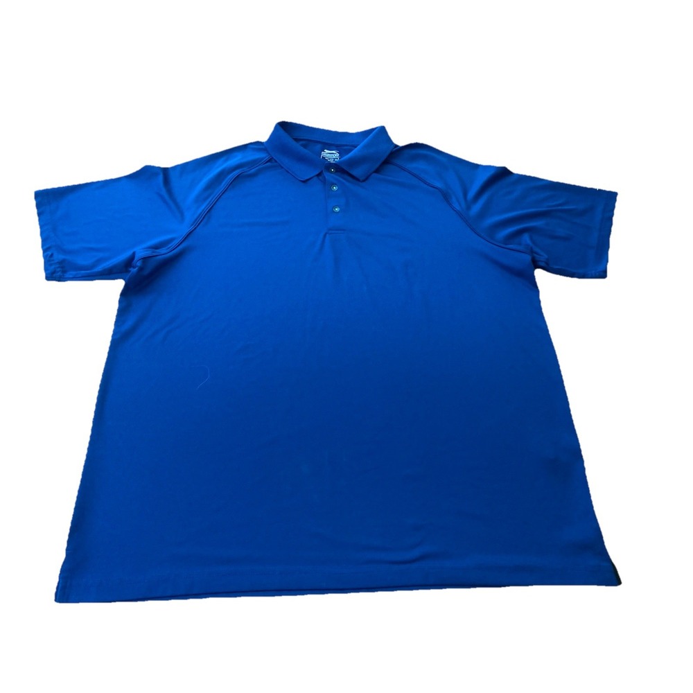 Slazenger Golf Men's Solid Blue Short Sleeve 3 Button Polo Shirt Size XXL Nice